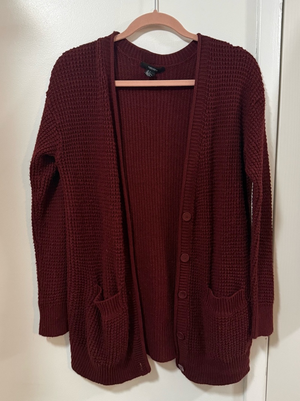 Forever 21 waffle knit oversized cardigan
